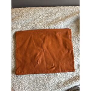 AMERICAN APPAREL Made In USA Black Leather Orange Cosmetic Bag Zip Pink
